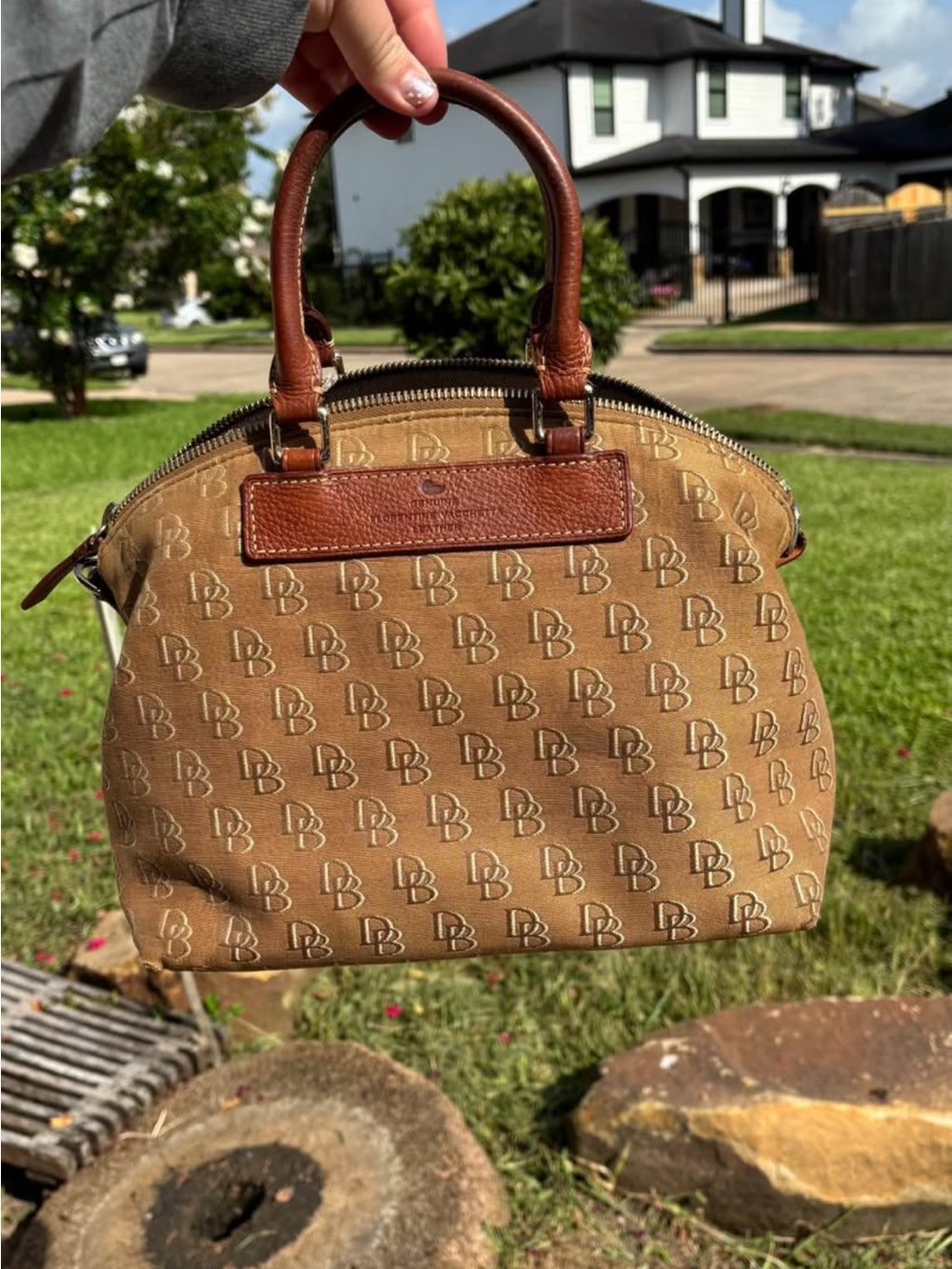 Dooney & Bourke Tan/Brown Monogram Satchel
